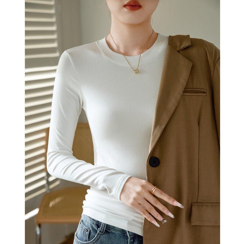 300g selection of high elastic thin thread cotton long-sleeved bottoming shirt women's 2026 autumn new versatile and thin top t-shirt
