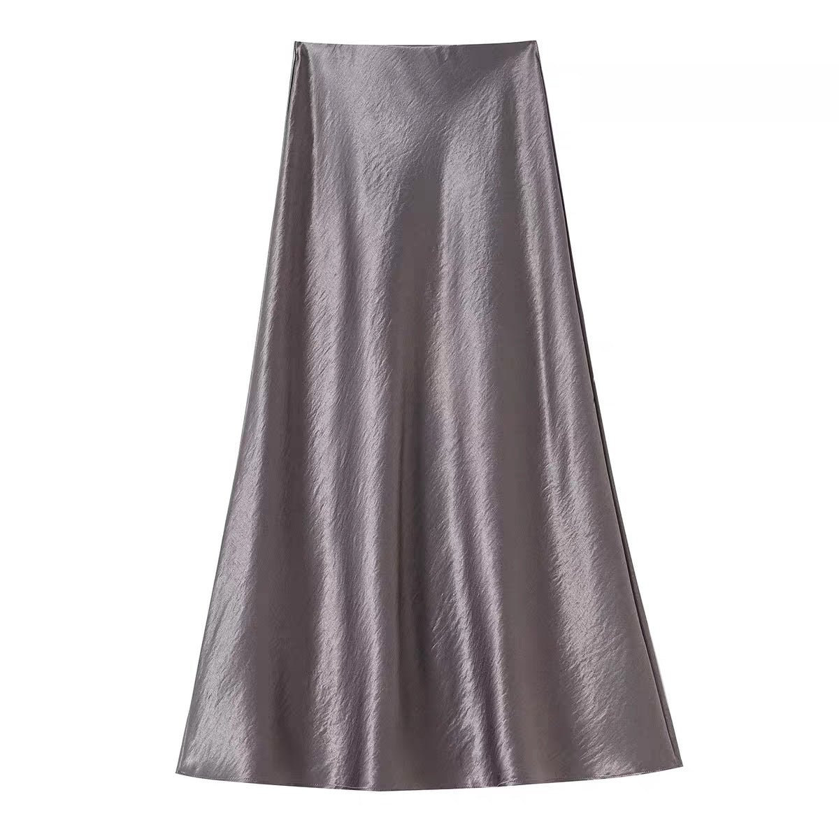 Imported new triacetic acid skirt, women's satin skirt diagonally cut a word acetic acid long skirt, thin and high waist luster