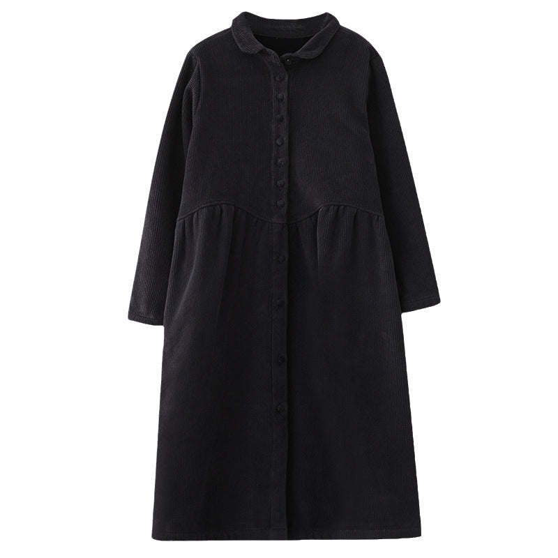 8202 #2024 Autumn and winter velvet long-sleeved retro literary loose medium and long corduroy jacket trench coat women