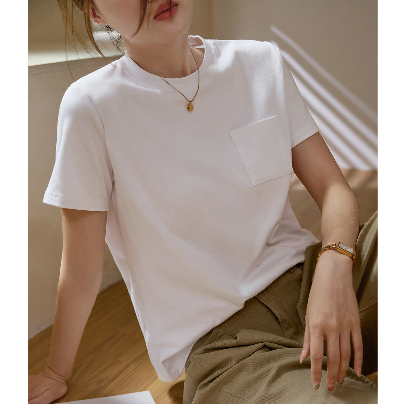 [High quality] Combed cotton T-shirt women's casual loose 2026 summer new versatile short-sleeved top shirt