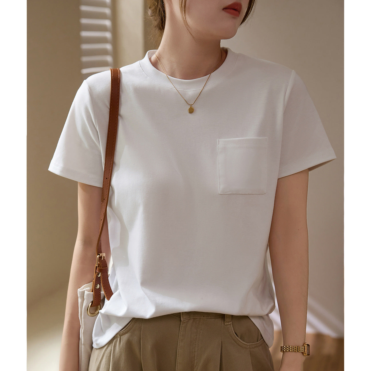 [High quality] Combed cotton T-shirt women's casual loose 2026 summer new versatile short-sleeved top shirt
