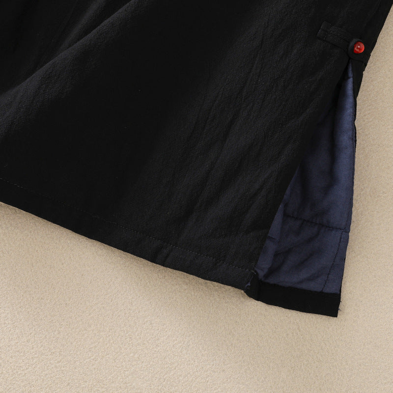 Real shot 2025 autumn and winter new Chinese style literary and retro black skirt A version thin winter cotton skirt