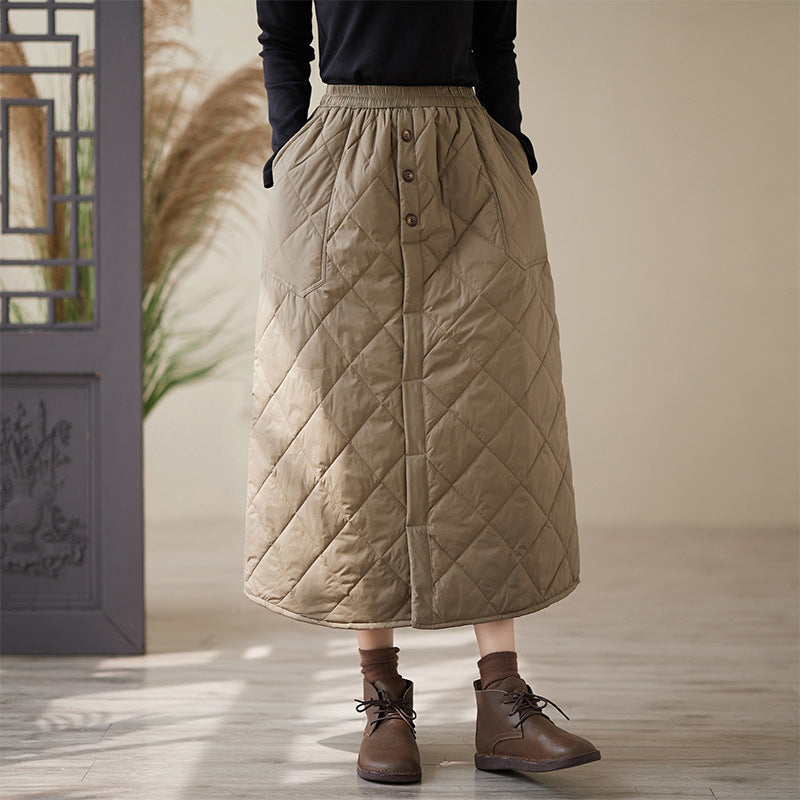 Real shot 2024 winter new thickened cotton skirt skirt women's medium and long windshield skirt #3727