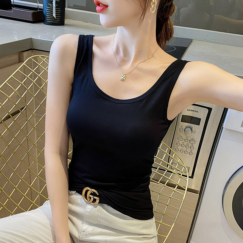 Pure cotton vest women's 2025 summer sleeveless inside and outside wear beautiful back suspender top bottoming shirt cross can be worn outside