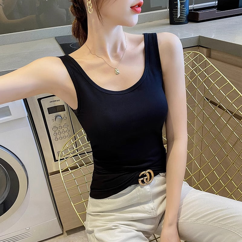 Beautiful back white camisole women's summer wear sports cotton sleeveless slim underwear with a base summer yoga top