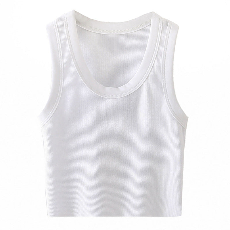 High-waisted short vest, women's cover, anti-light threaded cotton open-button bottomed halter top, new in summer 2026.