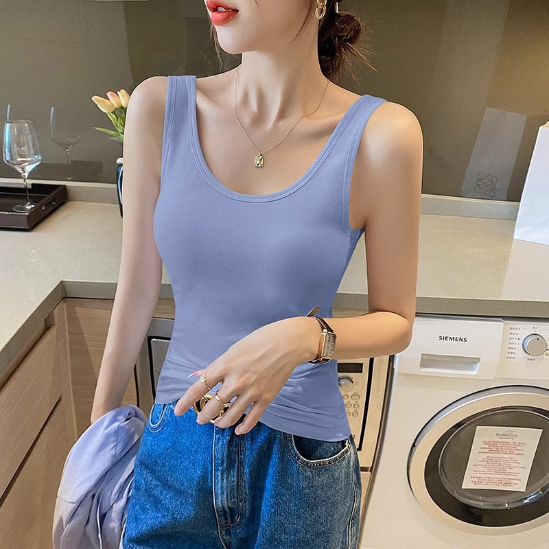 Beautiful back white camisole women's summer wear sports cotton sleeveless slim underwear with a base summer yoga top