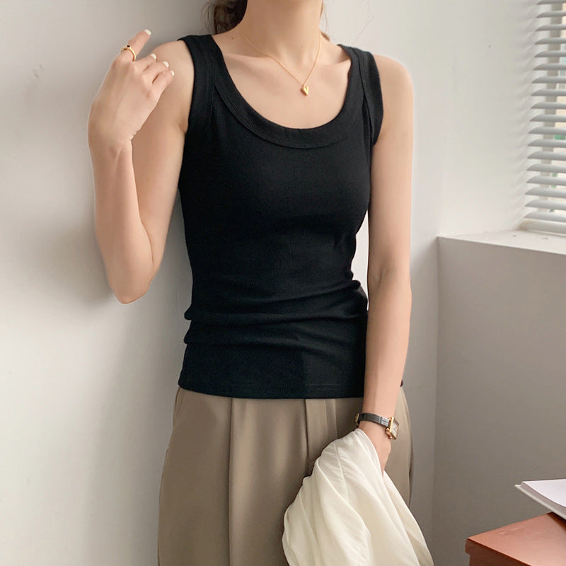 2026 summer new excellent cotton sports sling vest women's outer wear slim fit large size versatile bottom top sleeveless
