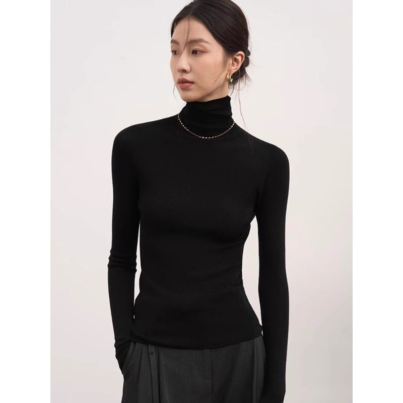All wool Yangtze yarn seamless integrated knitted sweater high neck slim inner layer skinny knitted base layer women's autumn and winter