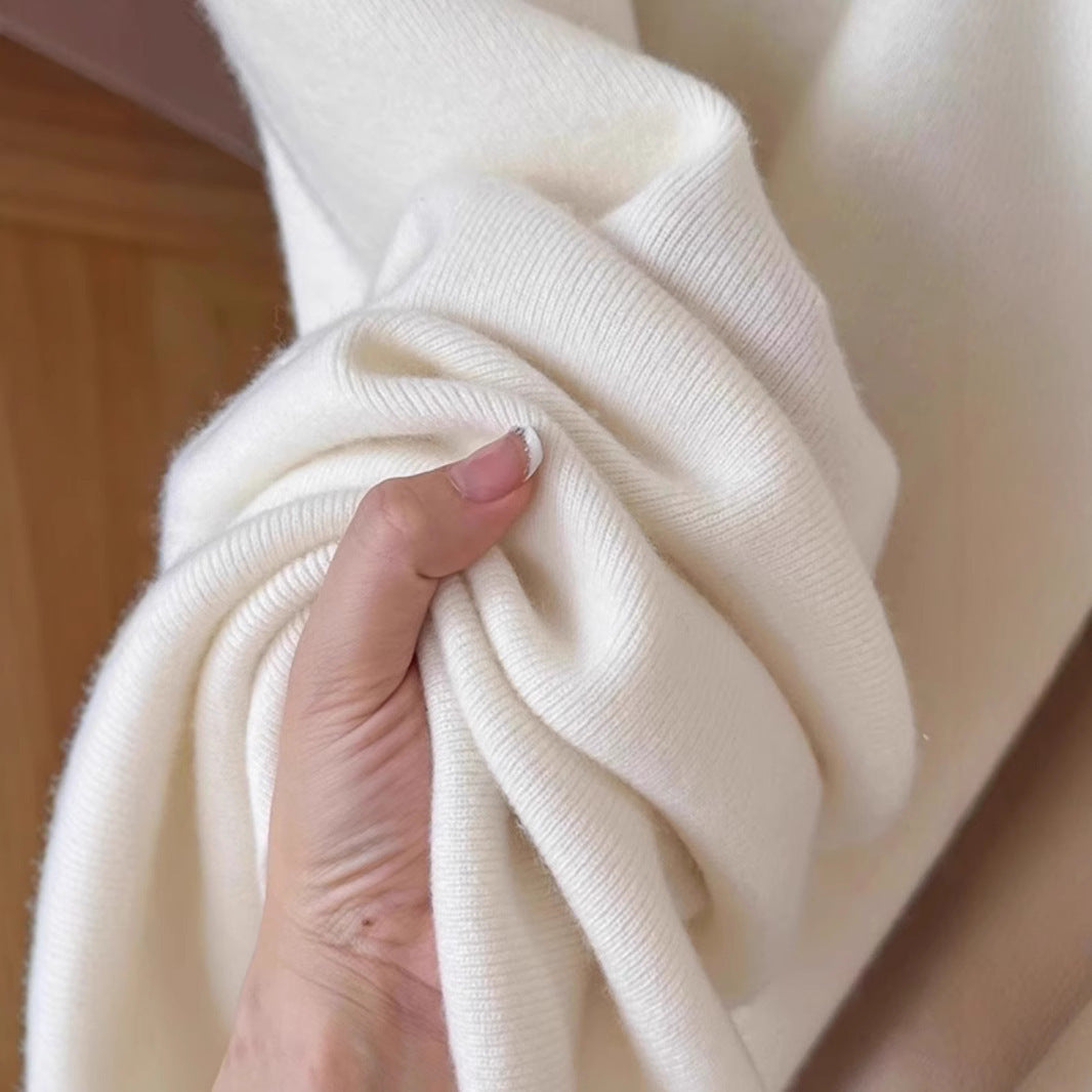 Autumn and winter temperament Australian first-cut wool high-waisted wide-leg pants women's cloud casual soft waxy wool straight trousers