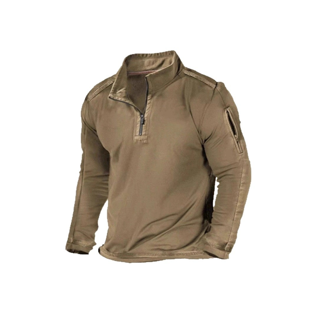 2025 Foreign Trade Men's Amazon Men's Outdoor Sports Fashion Zipper Stand-Up Neck Long Sleeve Elastic Pocket Sweater