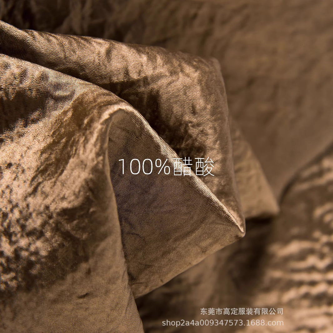 Haute couture 100% acetic acid, spring and autumn French elegance temperament fashionable pole extreme sense satin pleated long-sleeved dress women