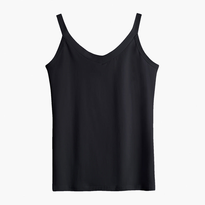 Cotton Slim-fit Vest Women's Inner Suspender Women's Versatile Sleeveless Top Bottom Shirt Trendy Short Cross Vest