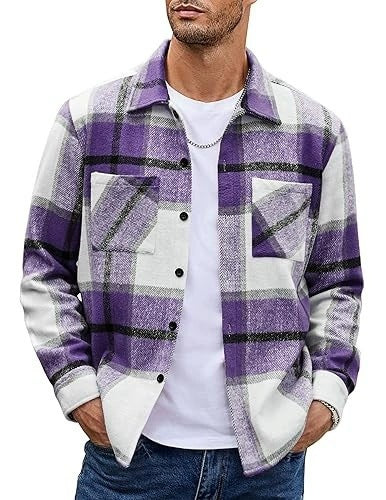 2025 Men's Europe, America, Amazon Express, cross-border new plaid casual long-sleeved shirt jacket casual versatile