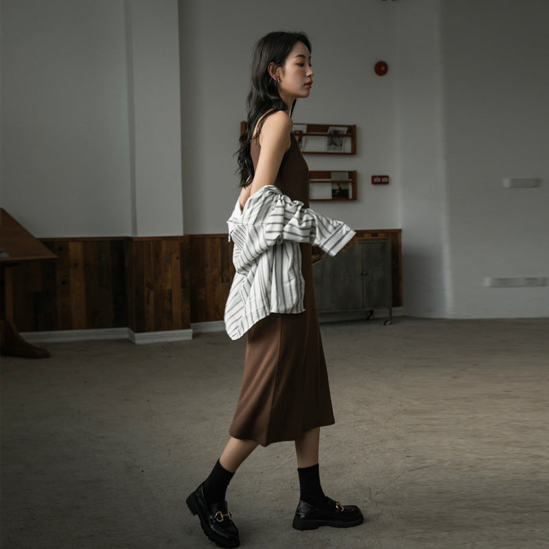 Selection of high elastic excellent cotton suspender dress women's summer 2026 new inner loose straight vest long dress over the knee tide