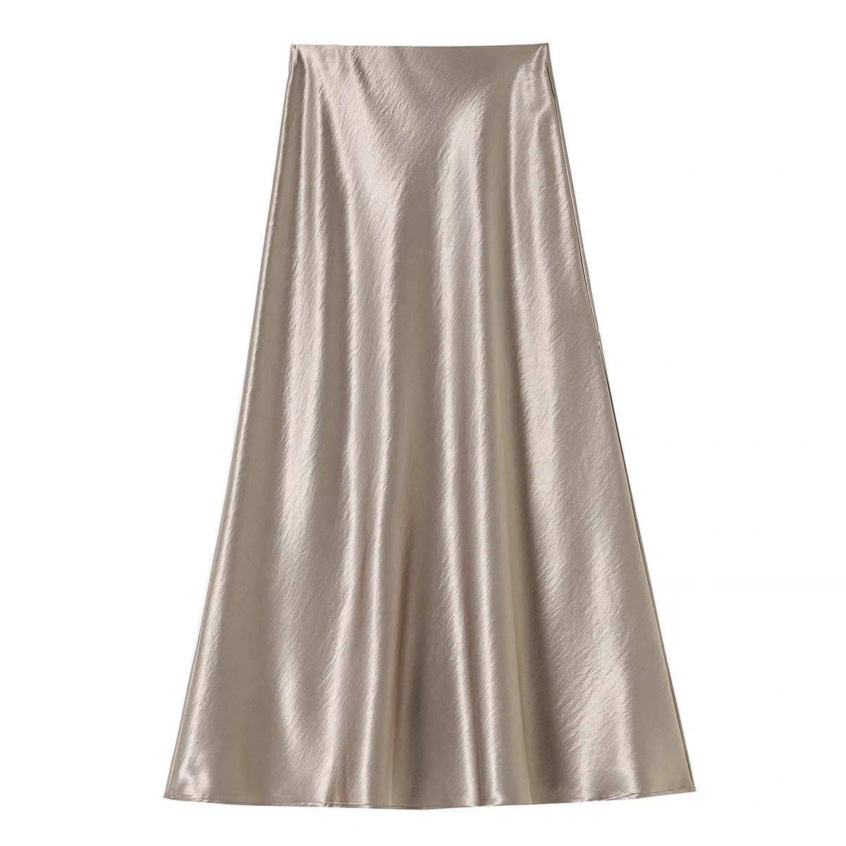 Imported new triacetic acid skirt, women's satin skirt diagonally cut a word acetic acid long skirt, thin and high waist luster
