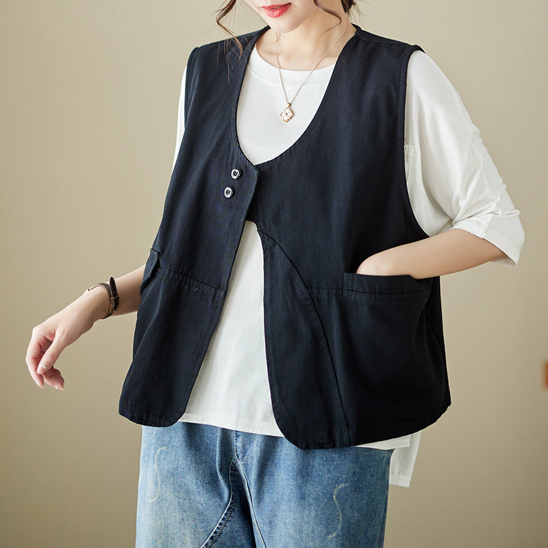 The real shot will be in the autumn of 2025. The new Japanese stacked casual vest for women with casual tooling vest 9321.