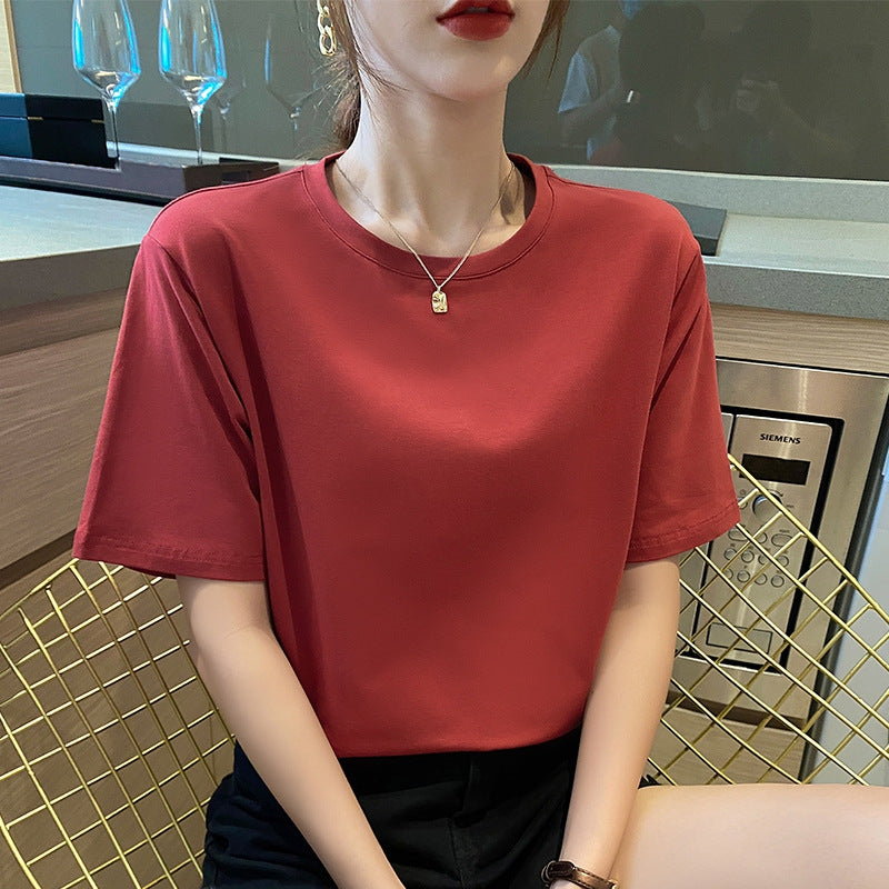 [LOGO Customization] Cotton Loose T-Shirt Women's Short Sleeve Casual Versatile Half Sleeve Large Size Top Comfortable Commuting