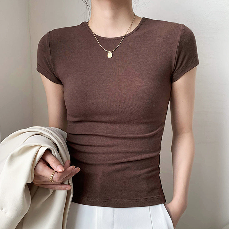 Selection of high-quality cotton bottoming shirt women's short-sleeved 2026 summer new tight and thin sexy inner versatile t-shirt top