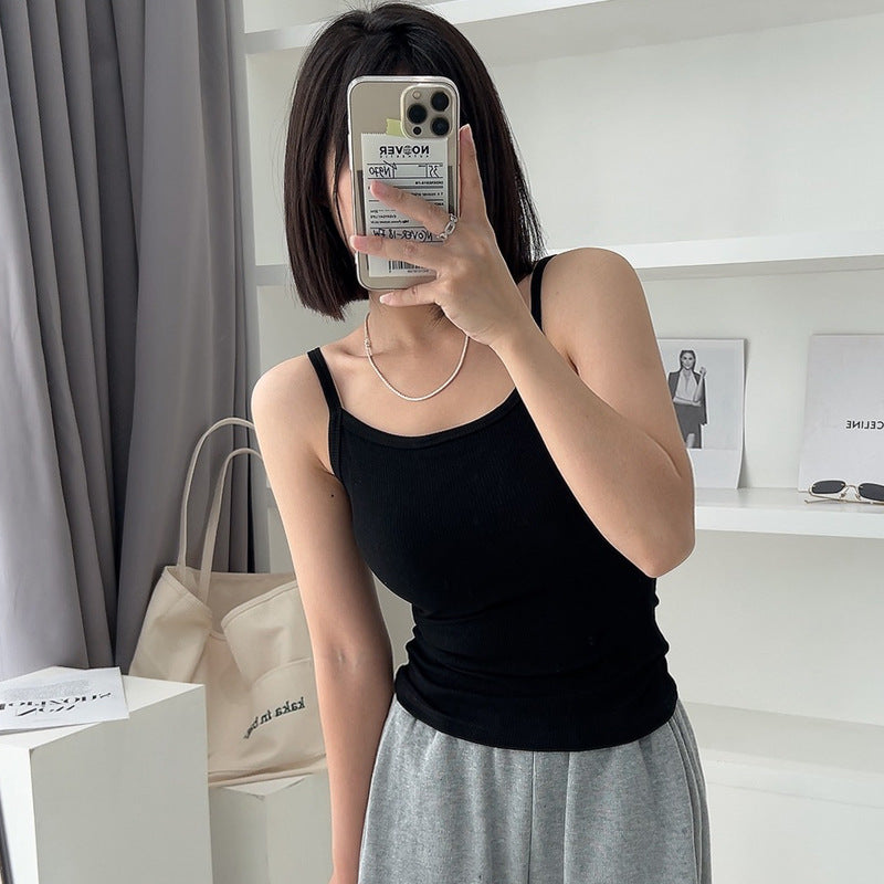 300g high elastic fine thread sling small vest women's summer inner wear pure cotton outer wear versatile top foreign trade cross-border explosion