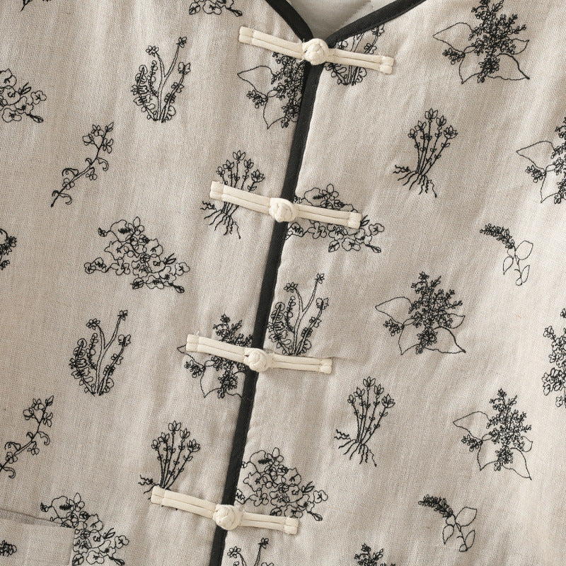 In the winter of 2025, the new cotton and linen cotton-padded jacket with cotton and thickened jacket, round neck small fragrant style new Chinese women's cotton clothes.