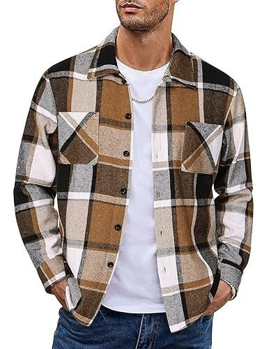 2025 Men's Europe, America, Amazon Express, cross-border new plaid casual long-sleeved shirt jacket casual versatile