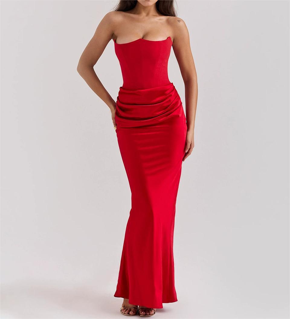 2024 elegant and sexy Amazon European and American cross-border tube top sleeveless hollow, sexy hollow split dress