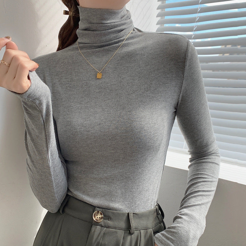 经典不过时百搭高领打底衫女长袖T恤2026秋冬新款修身内搭棉上衣