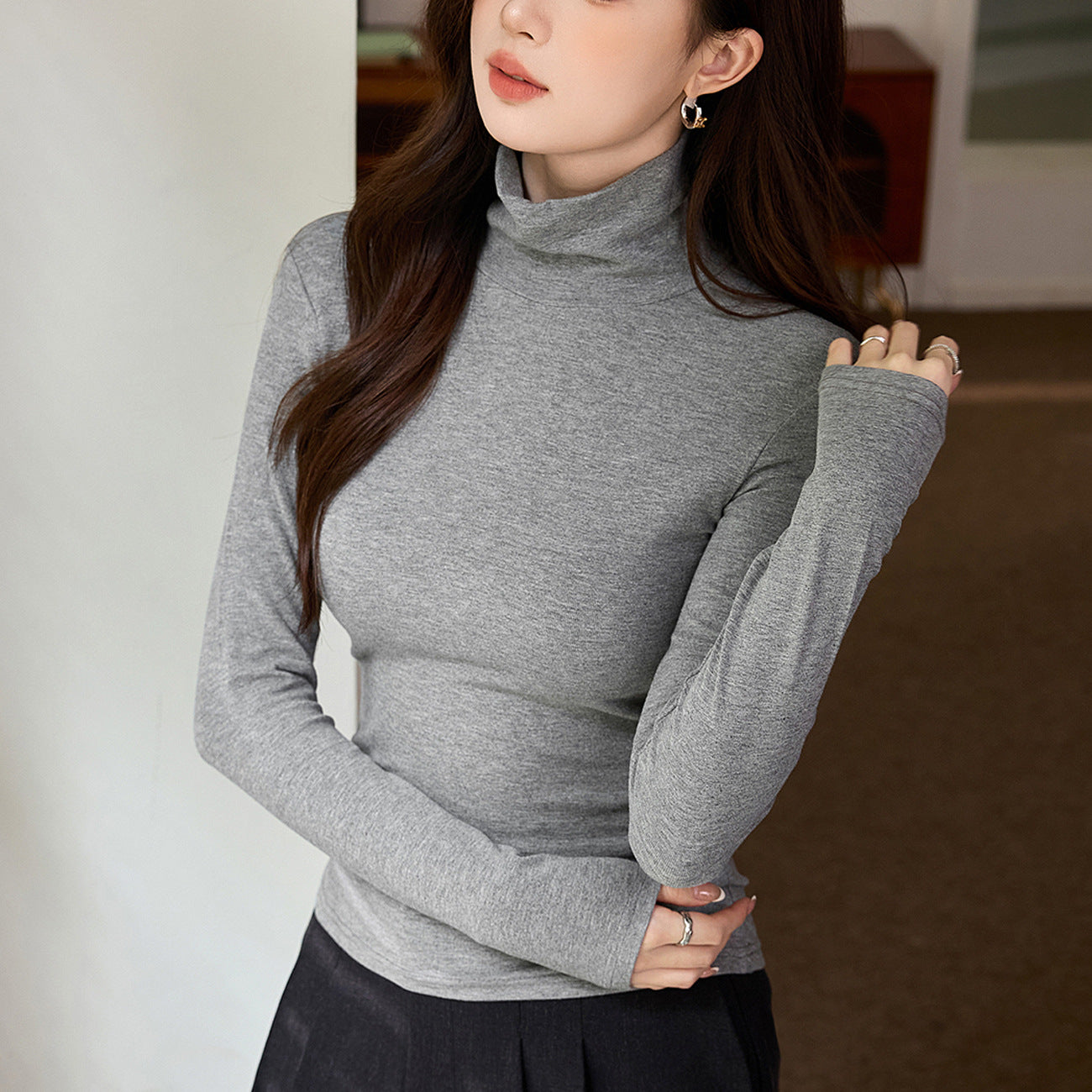 #Excellent choice #Soft and skin-friendly turtleneck bottoming shirt women's cotton long-sleeved T-shirt 2026 autumn and winter new inner top