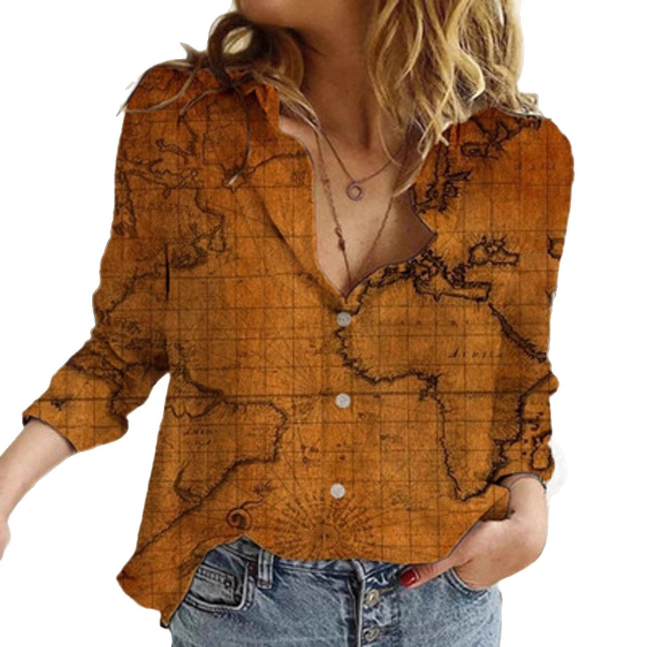 Spot new 2025 autumn urban style cardigan long-sleeved lapel straight women's shirt first-hand supply