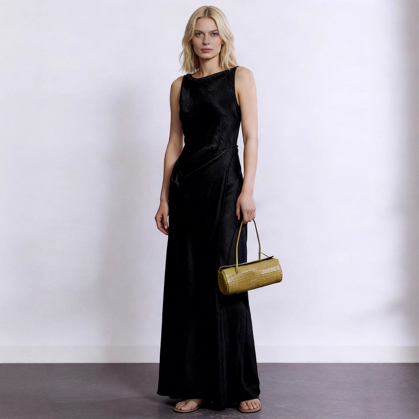 Haute couture European and American Muse Design Sense Acetic Acid Sleeveless Split Dress Wedding Party Annual Meeting Moonlight Dress Light Dress