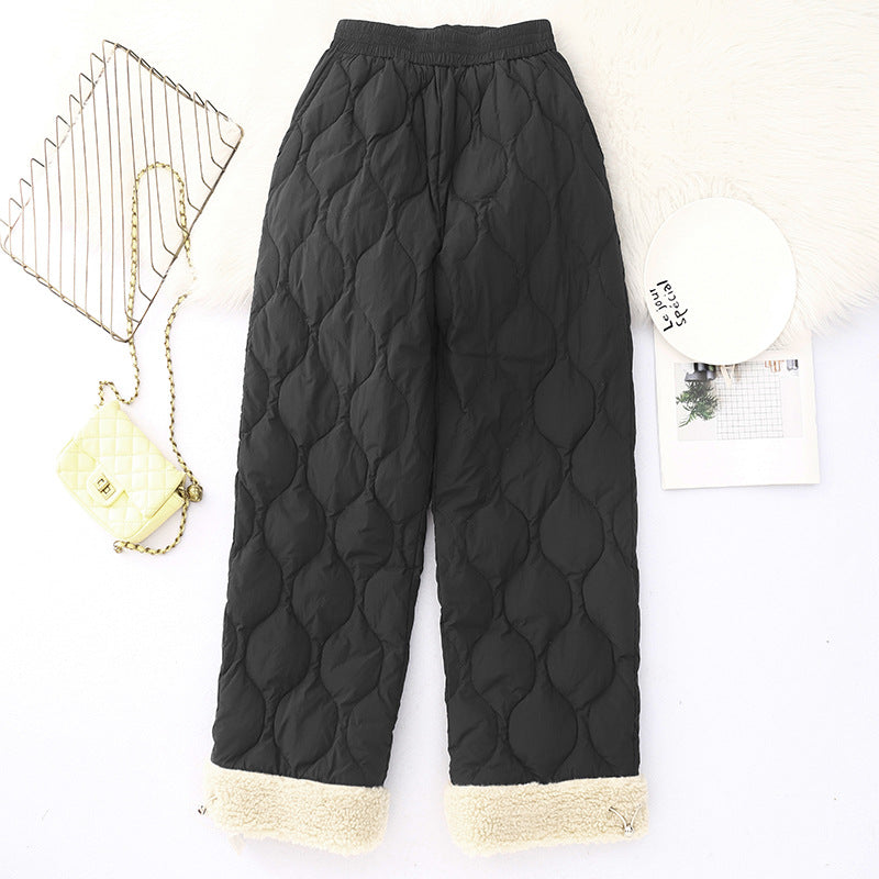 20252 winter new cotton pants casual pants lamb wool splicing cold-proof and warm outdoor pants thickened