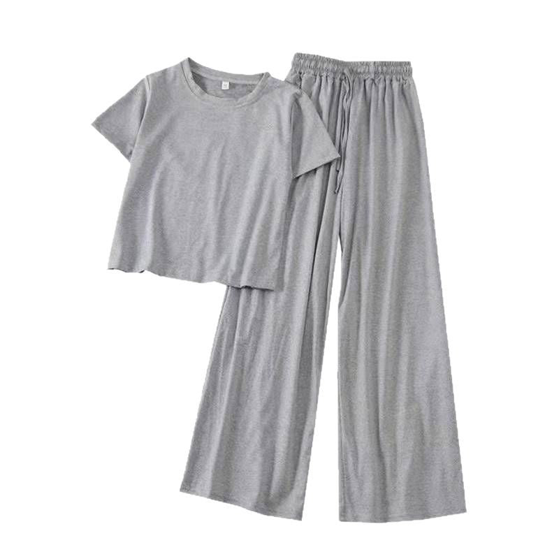 Two-piece suit, sportswear top, small women's wide-leg pants, student spring and summer models, thin Korean version, new casual trend