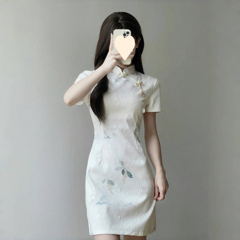 New Chinese cheongsam new 2025 improved version young girl small summer new beautiful dress