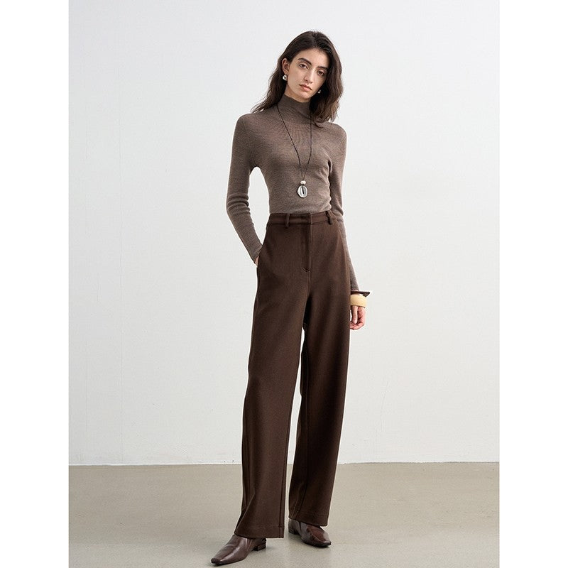 Simplified turtleneck slim-fit wool knitted bottoming shirt for women's autumn and winter high intelligence seamless integration skin-friendly sweater