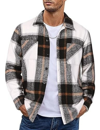 2025 Men's Europe, America, Amazon Express, cross-border new plaid casual long-sleeved shirt jacket casual versatile