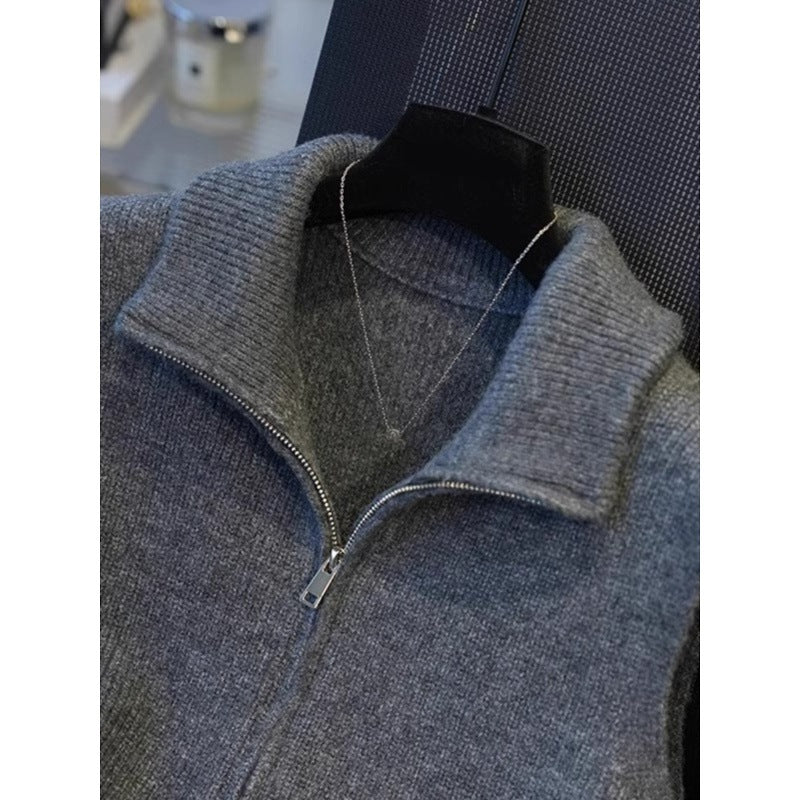 European high-end sense niche double zipper knitted vest autumn new simple casual stacking vest