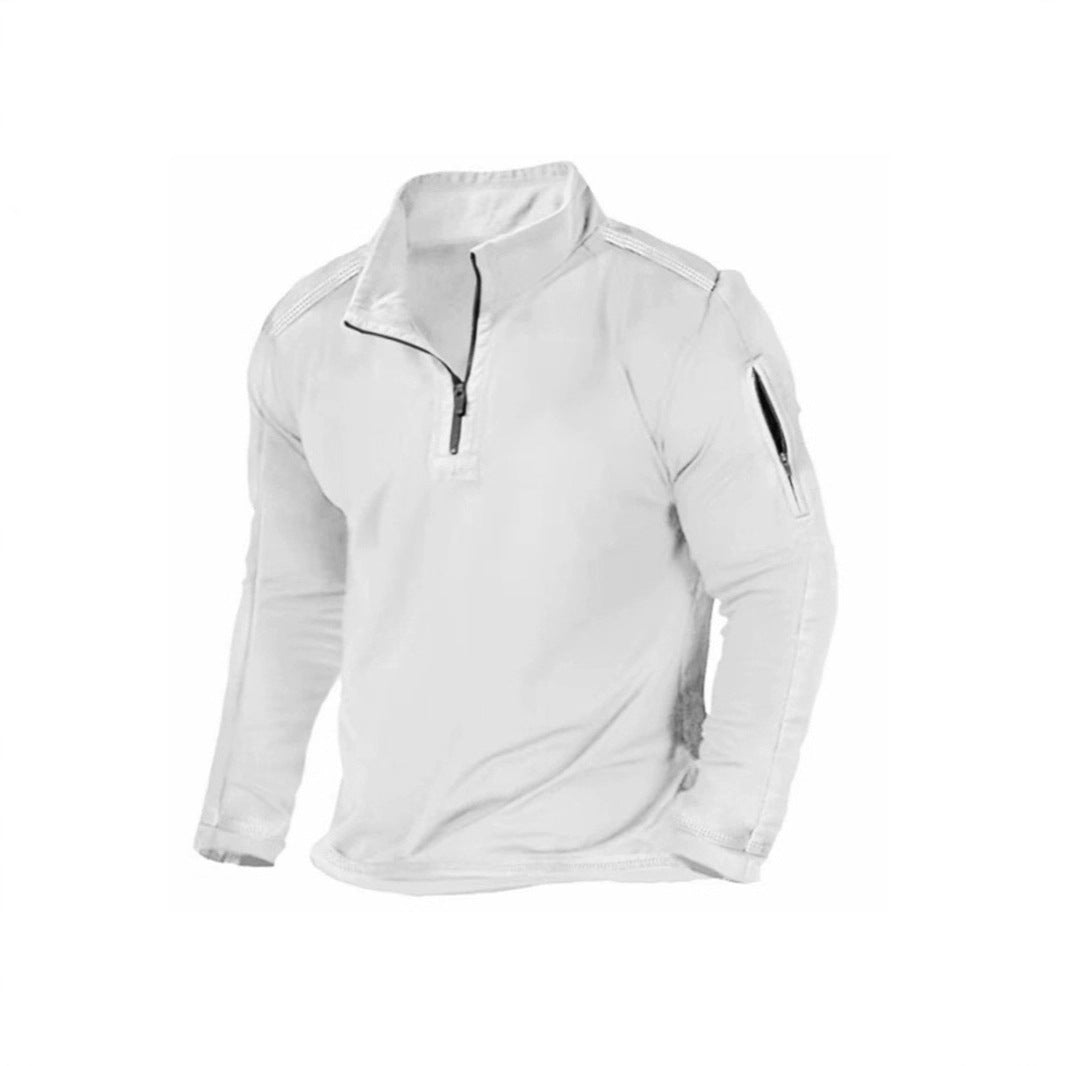 2025 Foreign Trade Men's Amazon Men's Outdoor Sports Fashion Zipper Stand-Up Neck Long Sleeve Elastic Pocket Sweater