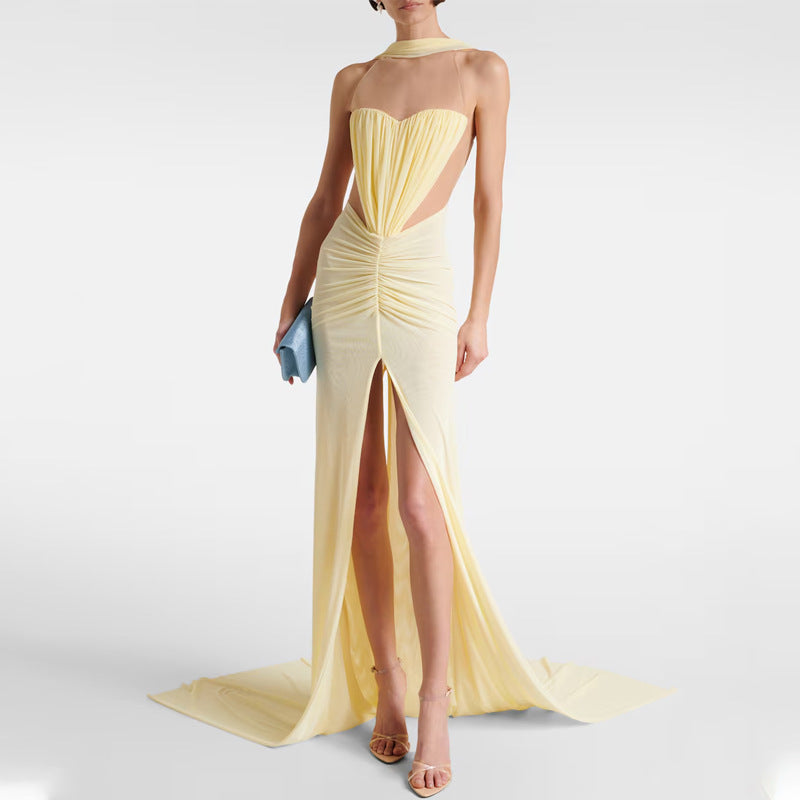 New cross-border European and American style star same style photo banquet evening dress with high slit high slit sexy long dress