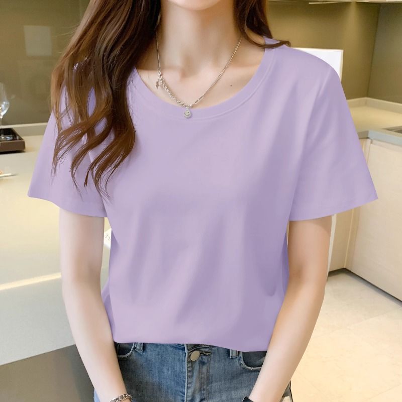 Export to domestic sales, pure cotton front shoulder white t-shirt women's short-sleeved spring and summer new loose inner and thin t-shirt top