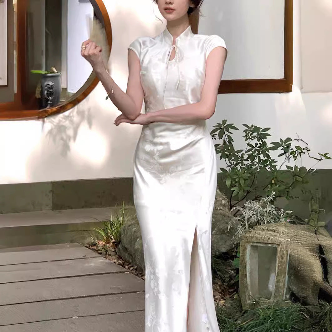 Haute couture clothing new Chinese 2025 retro improved cheongsam dress women's summer split hip skirt thin spring and summer models