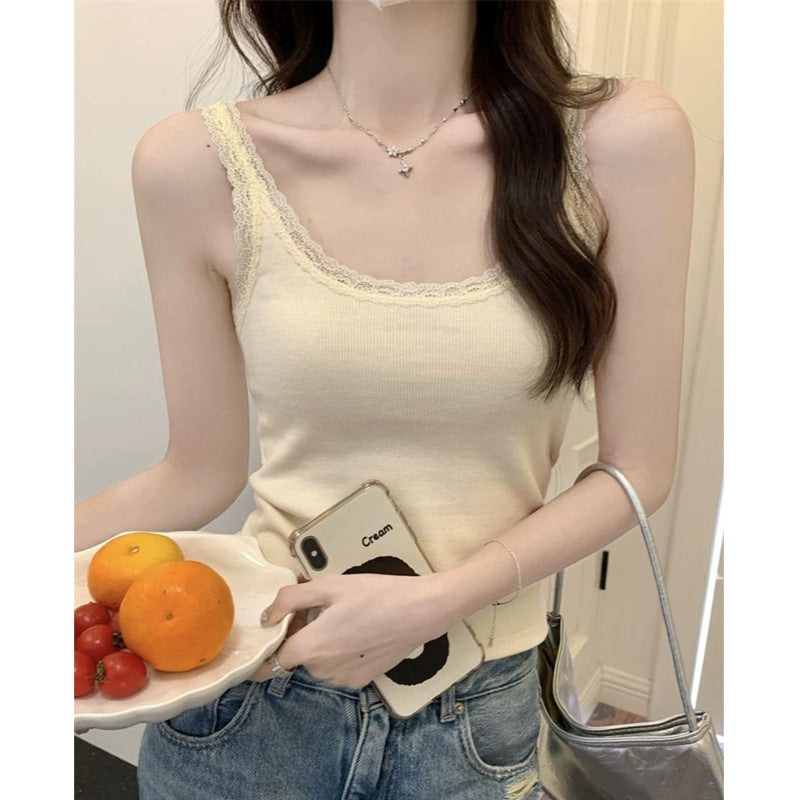 【用好料】蕾丝花边吊带背心女夏外穿2026新款性感纯欲风短款上衣