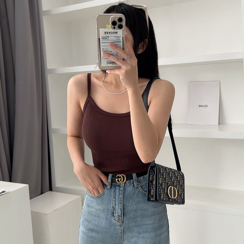 300g high elastic fine thread sling small vest women's summer inner wear pure cotton outer wear versatile top foreign trade cross-border explosion