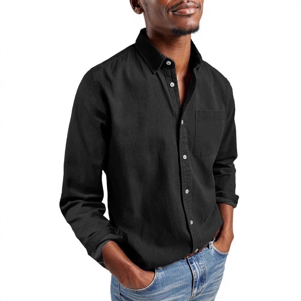 2025 cross-border foreign trade e-commerce Amazon men's shirt long-sleeved lapel business casual men's spring new products