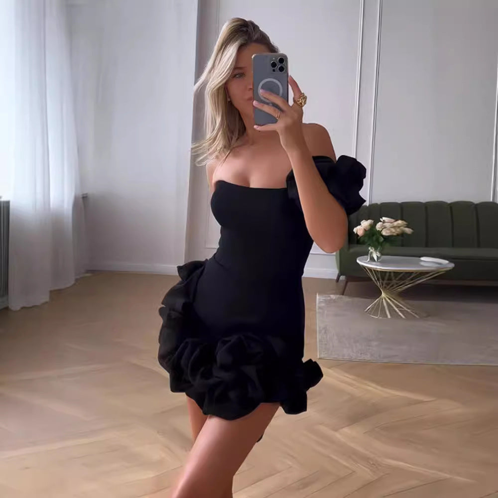 Cross-border light luxury niche party performance dress women's new sexy pleated suspenders slim temperament dress women