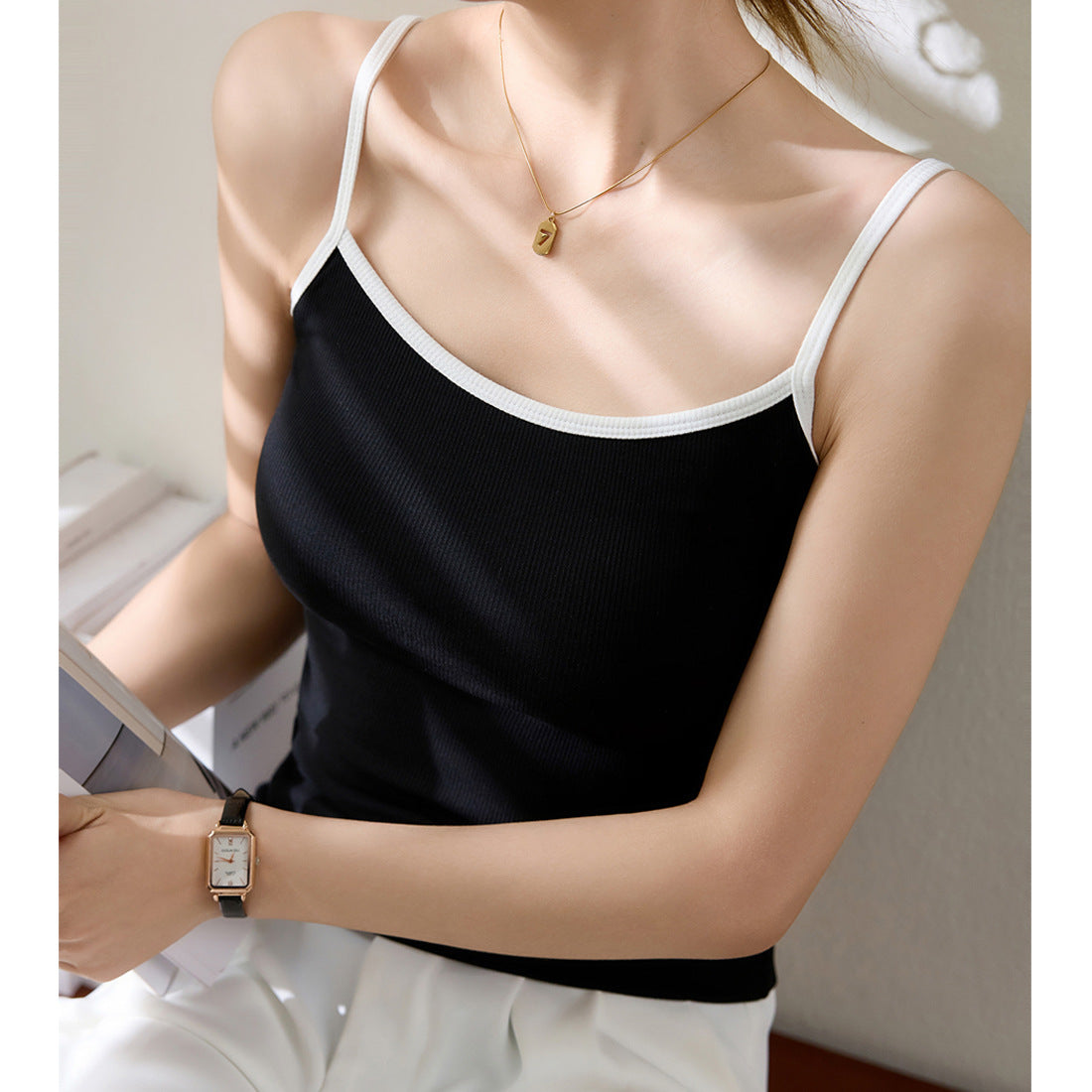 [Use good materials & quality to make high-quality products] Pure cotton striped sling vest for women's summer outer wear 2026 new inner top