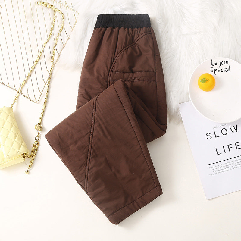 Real shot 2025 winter new thickened pants casual pants elastic waist cotton Harlan pants solid color outer trousers
