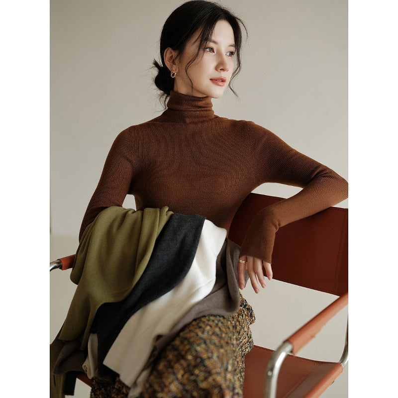 Pole end king fried 100% wool Yangtze yarn seamlessly integrated! Autumn and winter slim base knitted turtleneck wool sweater