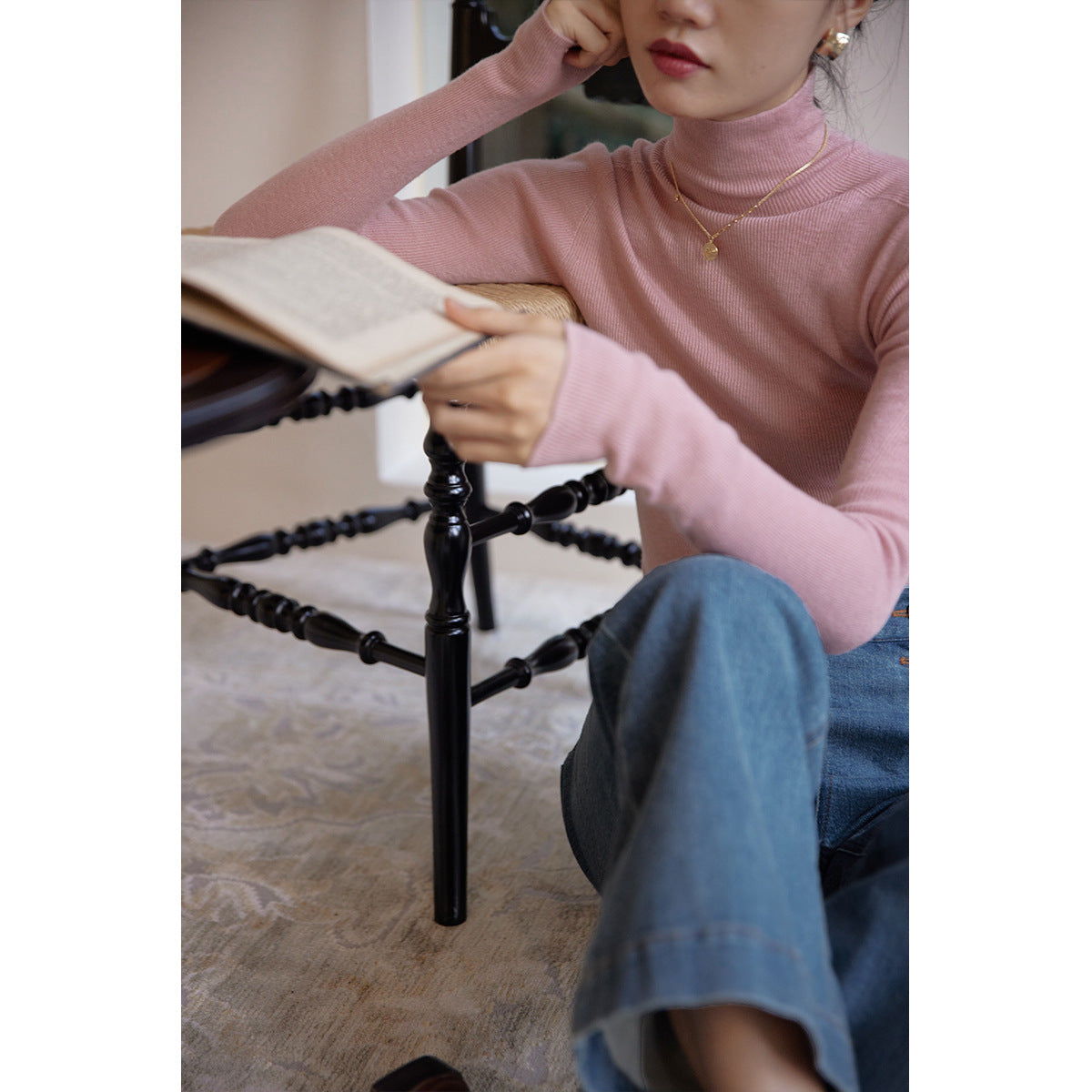 solighter all-wool seamless integrated turtleneck base knit 2025 autumn/winter solid color inner top