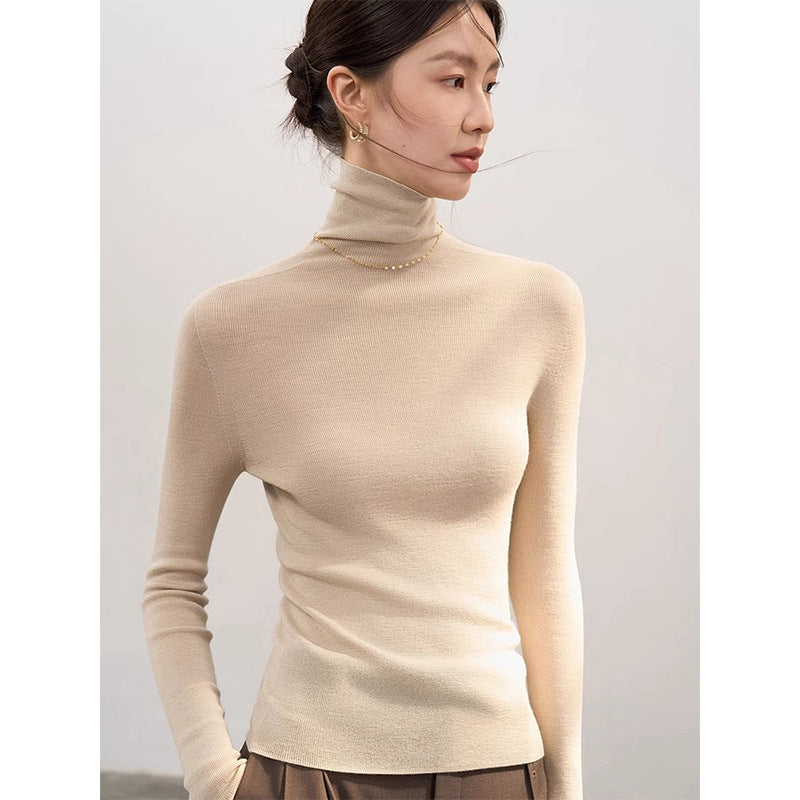 All wool Yangtze yarn seamless integrated knitted sweater high neck slim inner layer skinny knitted base layer women's autumn and winter